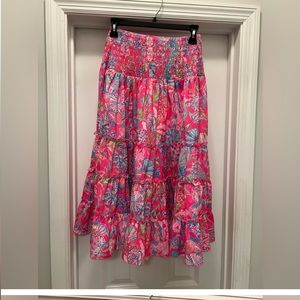 Lilly Pulitzer Deavan MIDI skirt XS Shell Me Something Good Print . Worn Once